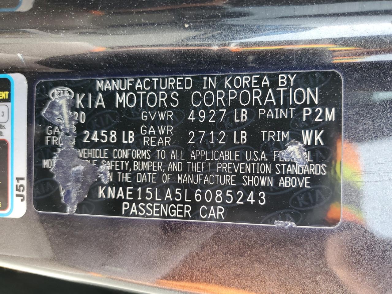 2020 Kia Stinger VIN: KNAE15LA5L6085243 Lot: 62494815