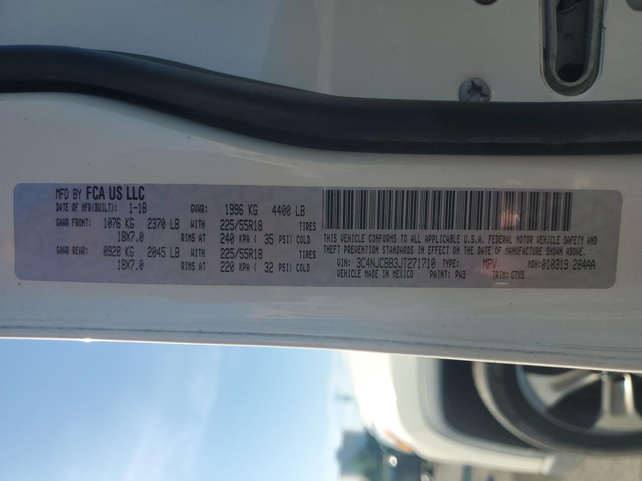 2018 Jeep Compass Latitude VIN: 3C4NJCBB3JT271710 Lot: 61547015