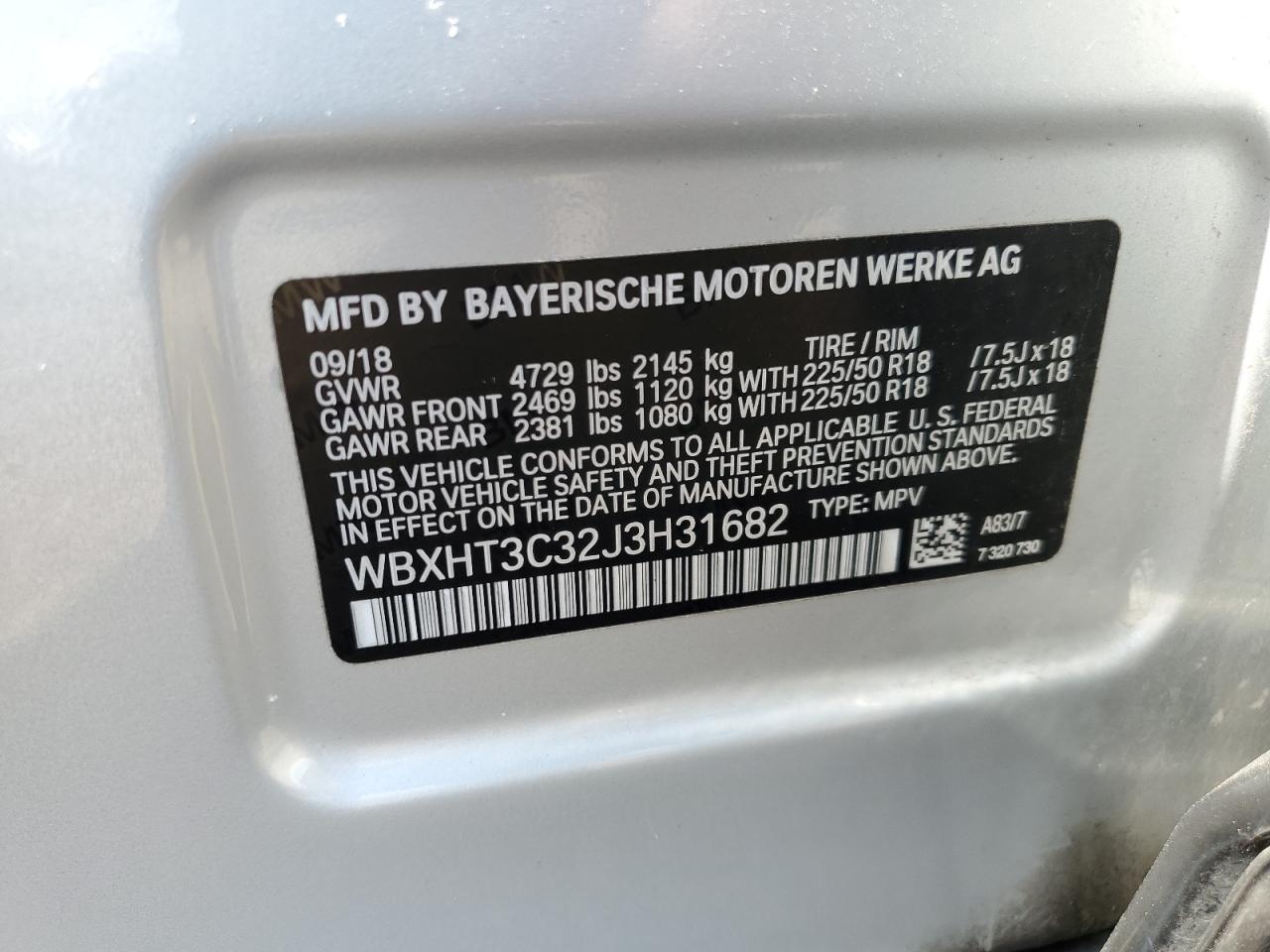 2018 BMW X1 xDrive28I VIN: WBXHT3C32J3H31682 Lot: 61556295