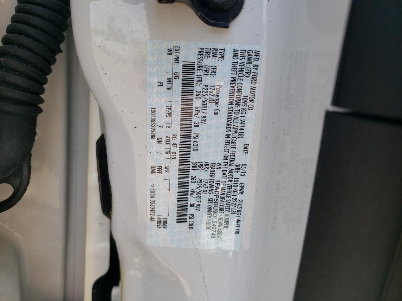 2013 Ford C-Max Sel VIN: 1FADP5BU9DL542749 Lot: 60651015
