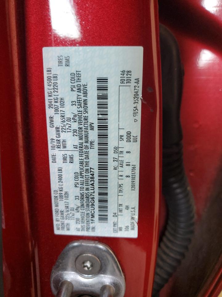 2020 Ford Escape Se VIN: 1FMCU9G67LUA38477 Lot: 63034335