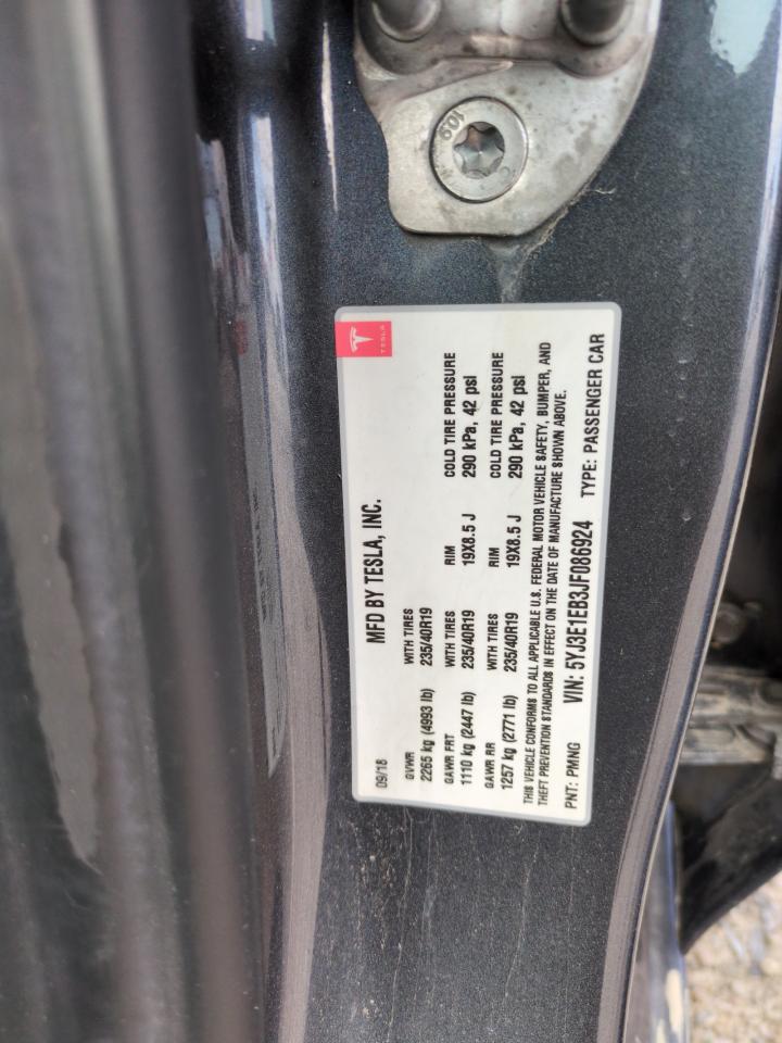 2018 Tesla Model 3 VIN: 5YJ3E1EB3JF086924 Lot: 61209845