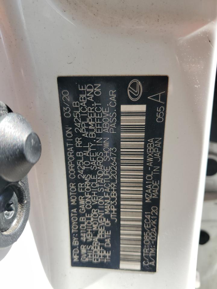 2020 Lexus Ux 200 VIN: JTHP3JBH9L2026473 Lot: 61216655