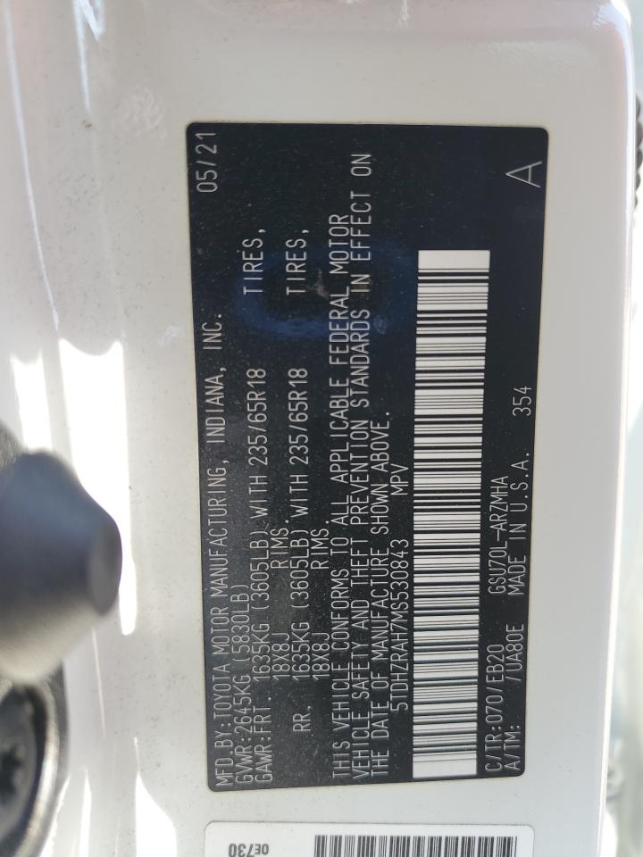 2021 Toyota Highlander Xle VIN: 5TDHZRAH7MS530843 Lot: 62640575