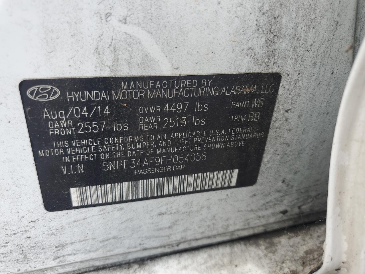 2015 Hyundai Sonata Sport VIN: 5NPE34AF9FH054058 Lot: 62659555