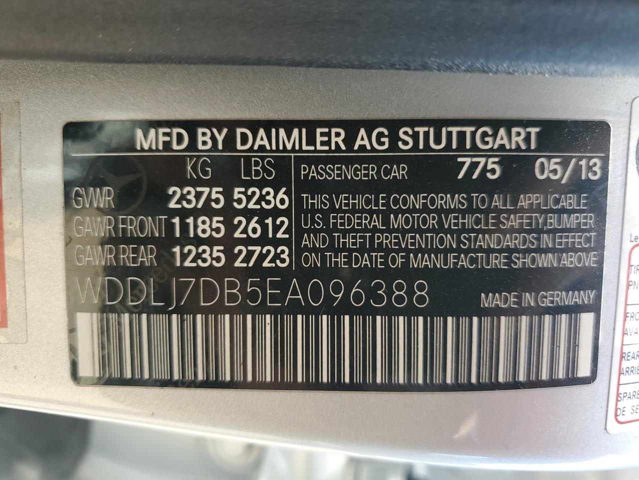 2014 Mercedes-Benz Cls 550 VIN: WDDLJ7DB5EA096388 Lot: 62422675