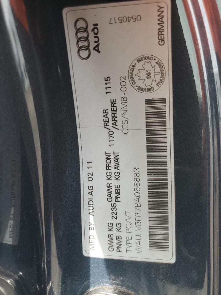 2011 Audi S5 Premium VIN: WAULVBFR7BA056883 Lot: 61803825