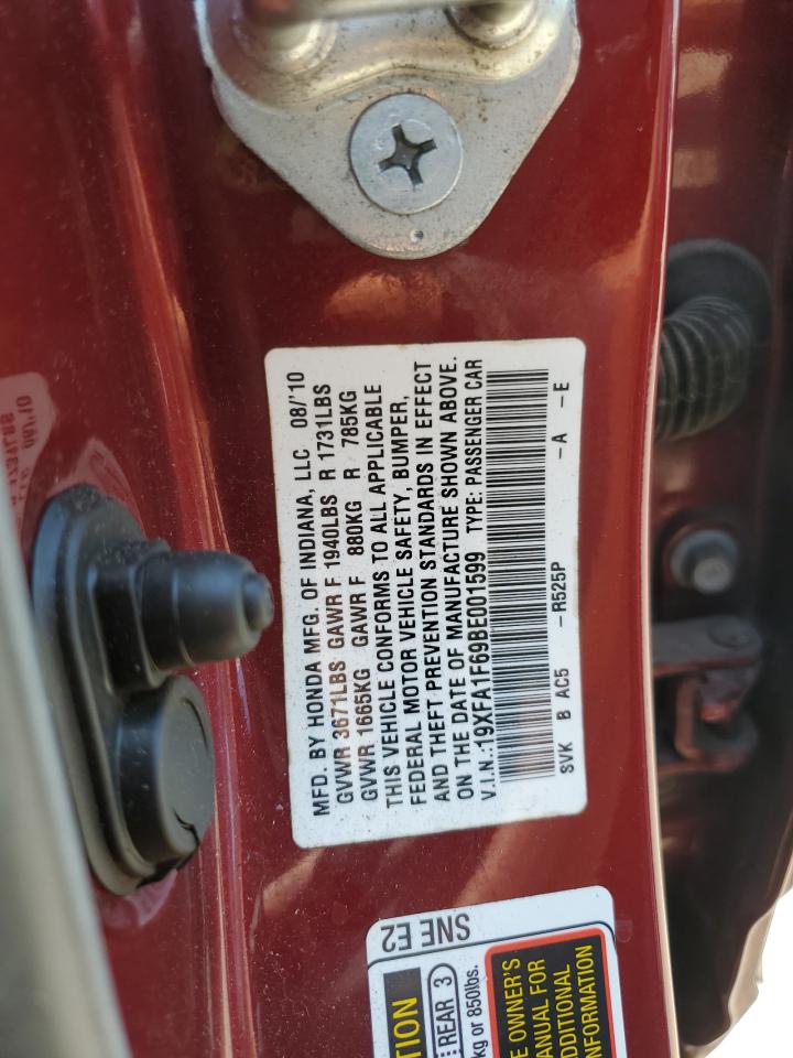 2011 Honda Civic Lx-S VIN: 19XFA1F69BE001599 Lot: 63059245
