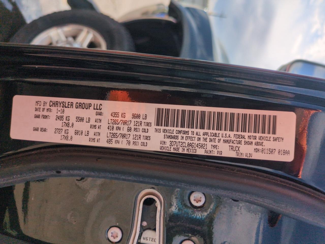 2010 Dodge Ram 2500 VIN: 3D7UT2CL0AG145021 Lot: 62604185
