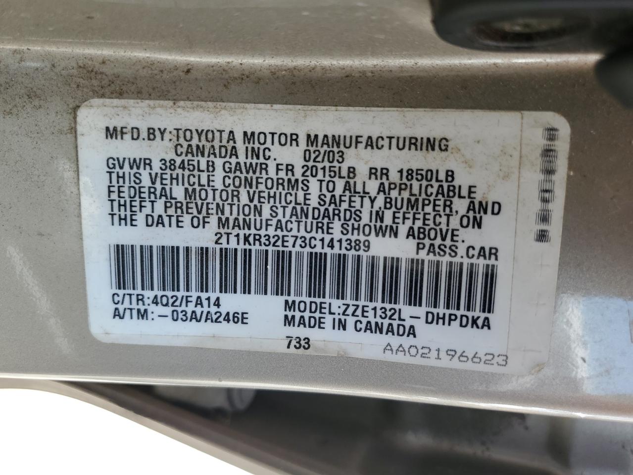 2008 Toyota Corolla Matrix Xr VIN: 2T1KR32E73C141389 Lot: 61561035