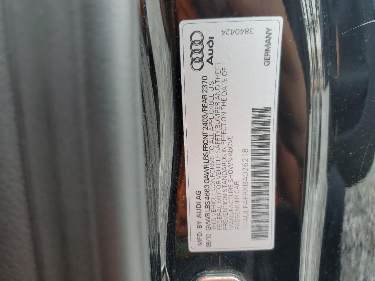 2011 Audi A5 Premium Plus VIN: WAULFAFRXBA026218 Lot: 61551465