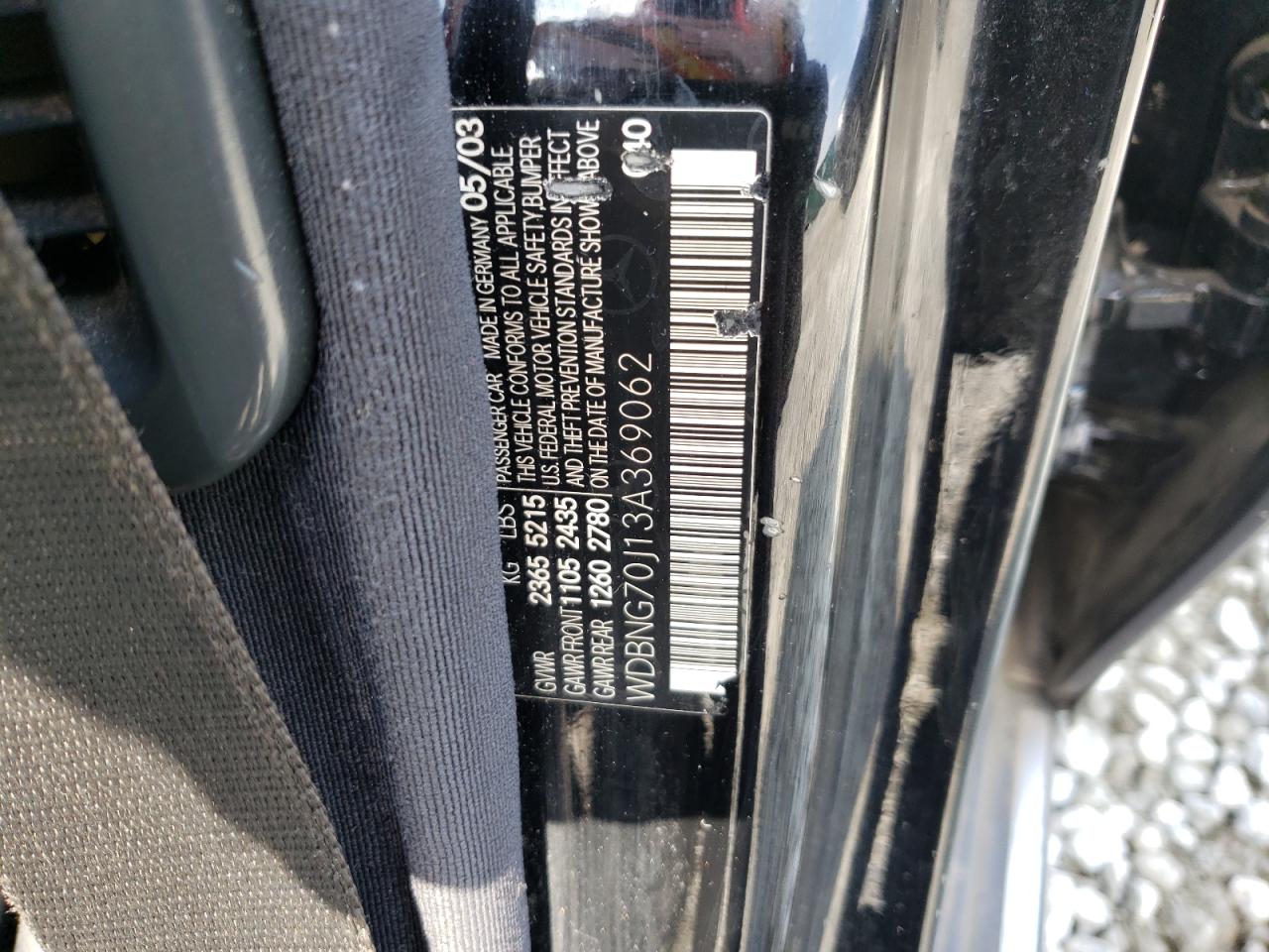 2003 Mercedes-Benz S 430 VIN: WDBNG70J13A369062 Lot: 62083485