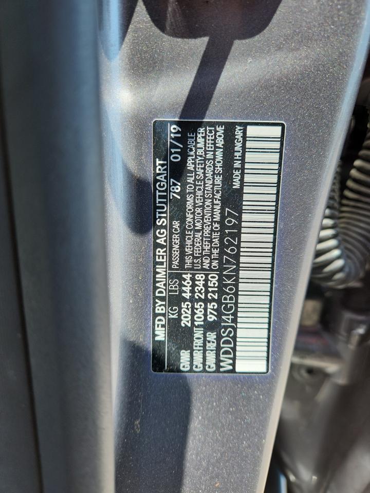 2019 Mercedes-Benz Cla 250 4Matic VIN: WDDSJ4GB6KN762197 Lot: 62119675