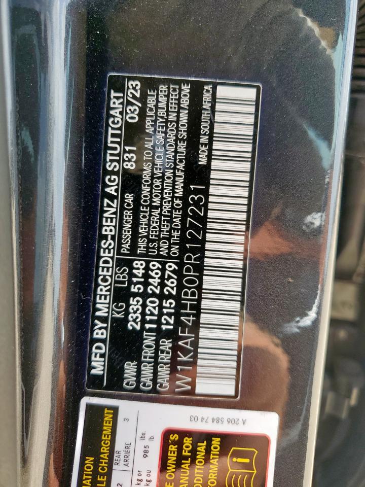 2023 Mercedes-Benz C 300 4Matic VIN: W1KAF4HB0PR127231 Lot: 62593405