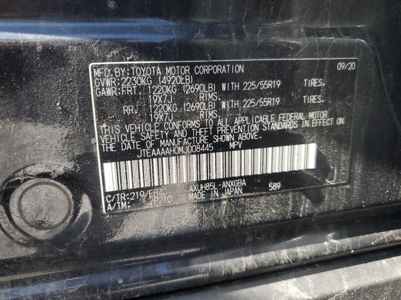 2021 Toyota Venza Le VIN: JTEAAAAH0MJ008445 Lot: 60574095