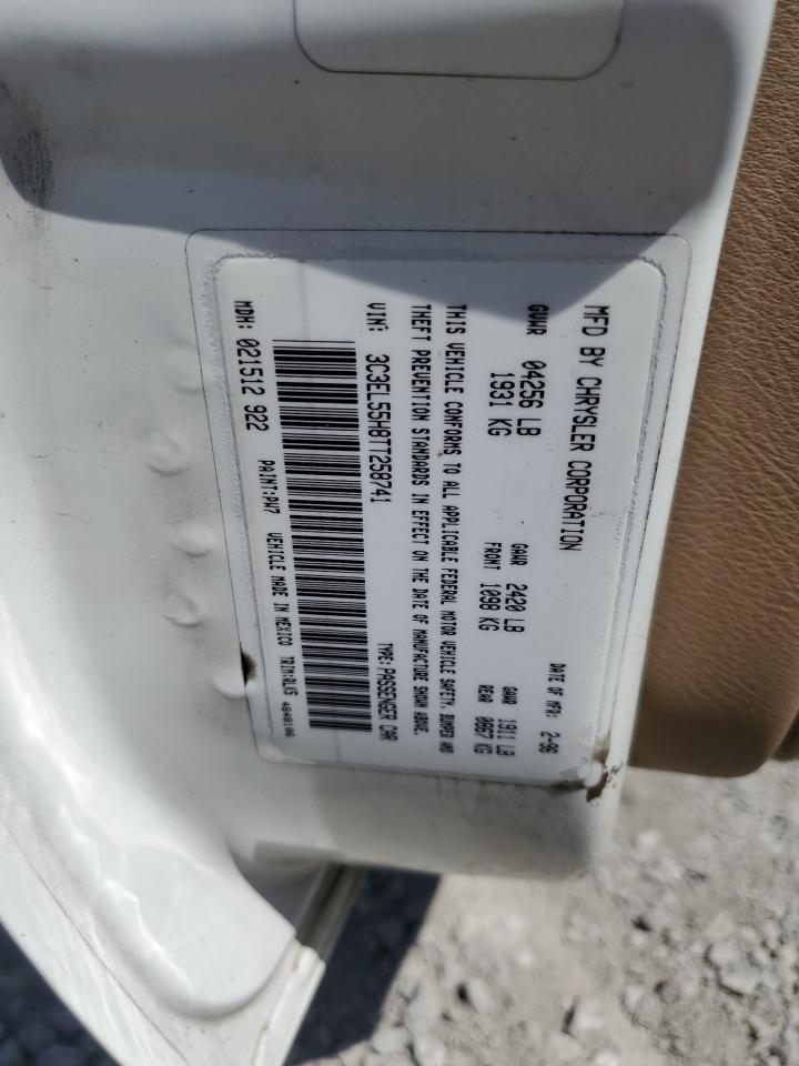 1996 Chrysler Sebring Jxi VIN: 3C3EL55H8TT258741 Lot: 62127155