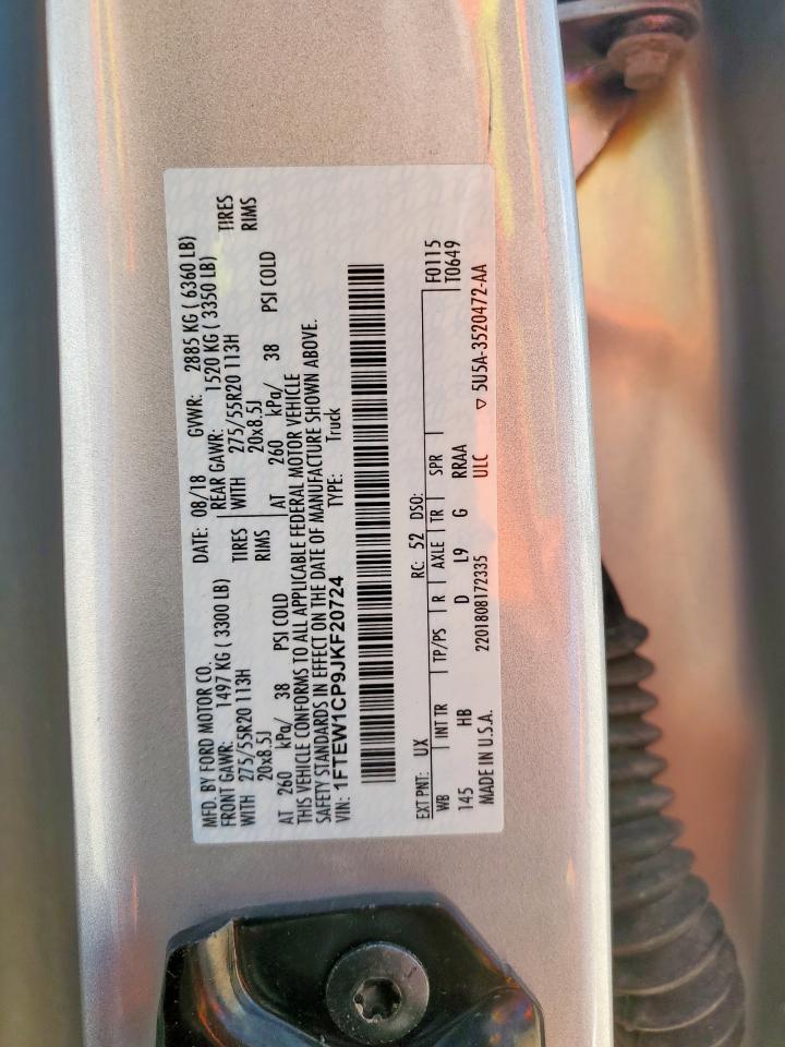 2018 Ford F150 Supercrew VIN: 1FTEW1CP9JKF20724 Lot: 62378275