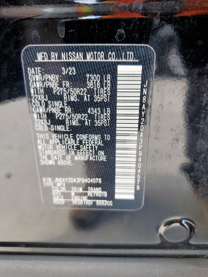 2023 Nissan Armada Platinum VIN: JN8AY2DA3P9404576 Lot: 61196975