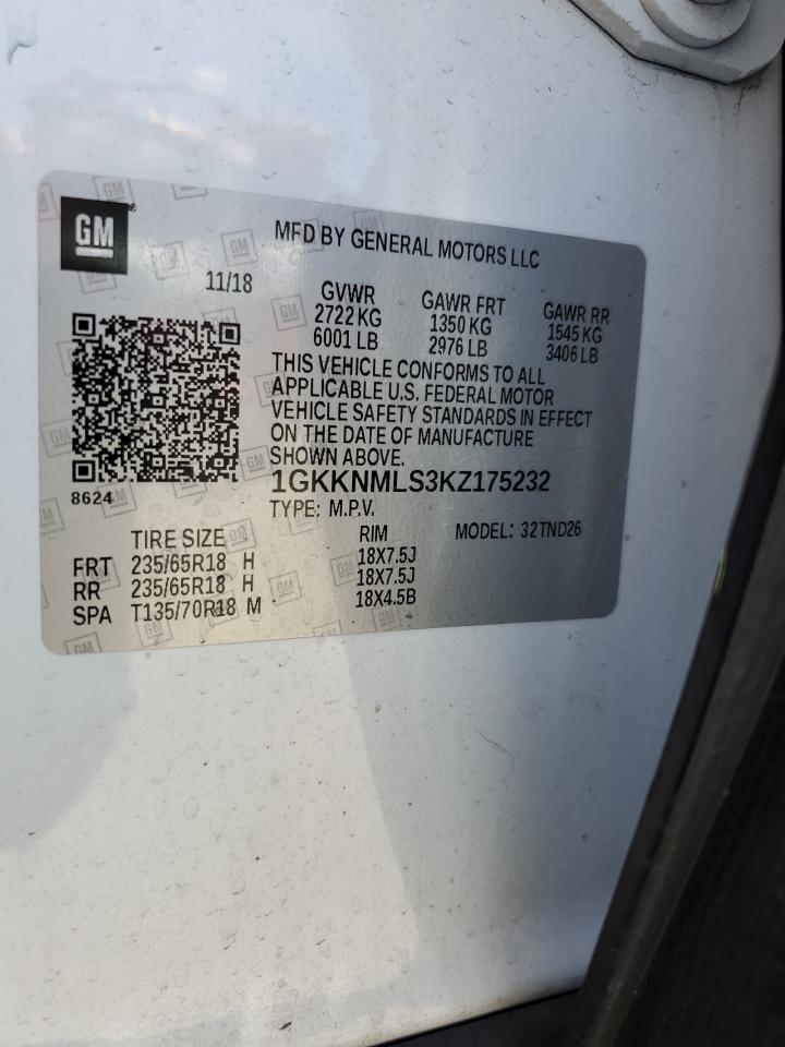 2019 GMC Acadia Slt-1 VIN: 1GKKNMLS3KZ175232 Lot: 62612765