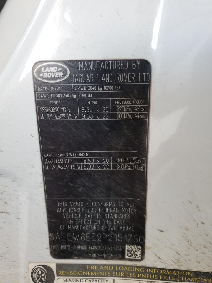 2023 Land Rover Defender 90 VIN: SALEW6EE2P2151750 Lot: 62584405