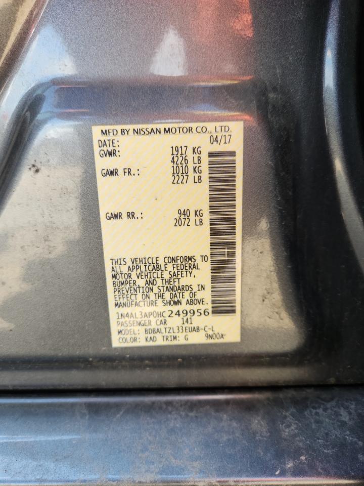 2017 Nissan Altima 2.5 VIN: 1N4AL3AP0HC249956 Lot: 60216755
