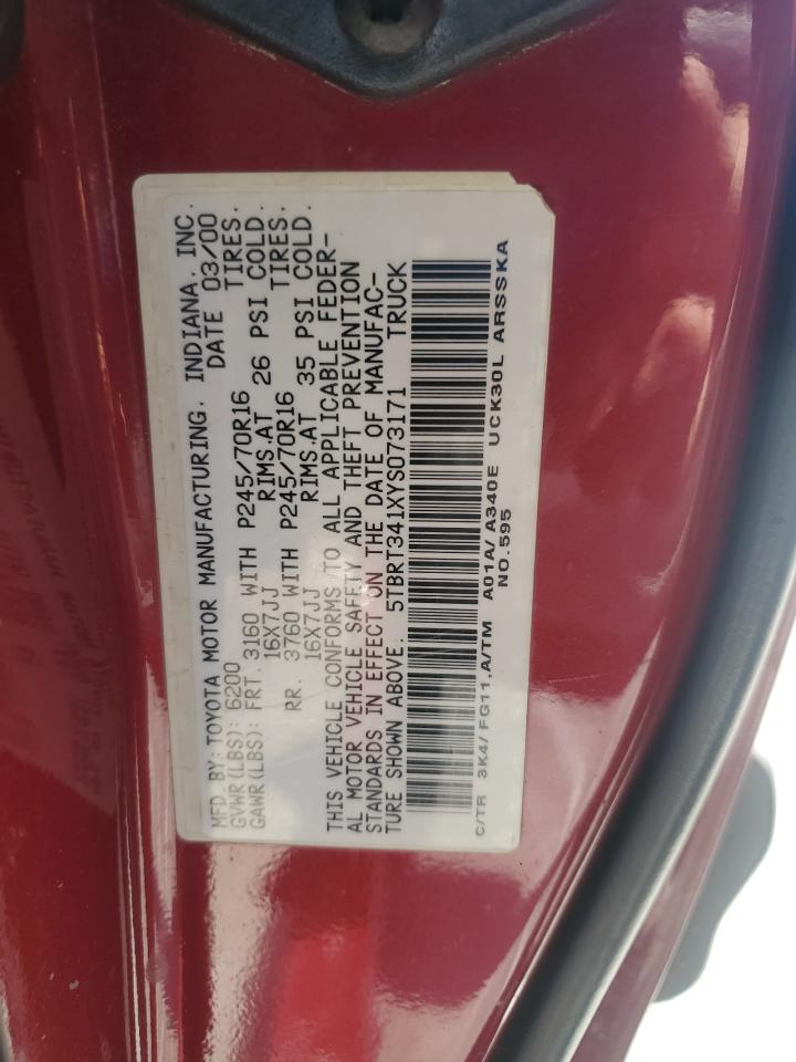 2000 Toyota Tundra Access Cab VIN: 5TBRT341XYS073171 Lot: 62901495