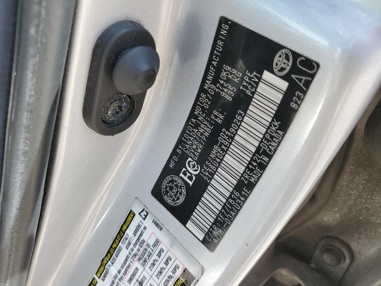 2009 Toyota Corolla Base VIN: 2T1BU40EX9C190263 Lot: 61980515