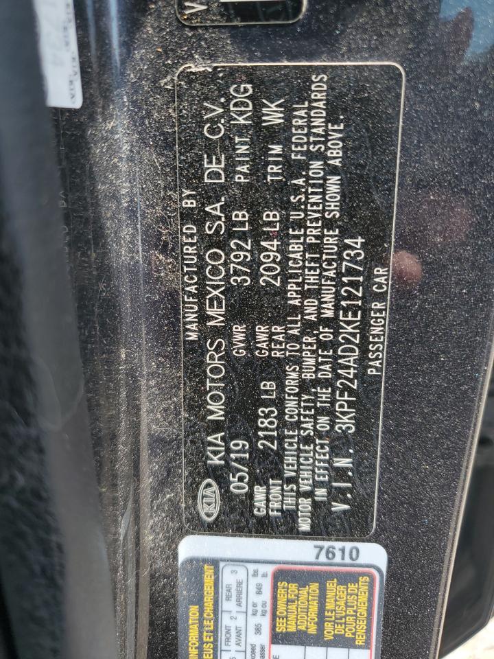 2019 Kia Forte Fe VIN: 3KPF24AD2KE121734 Lot: 60335745
