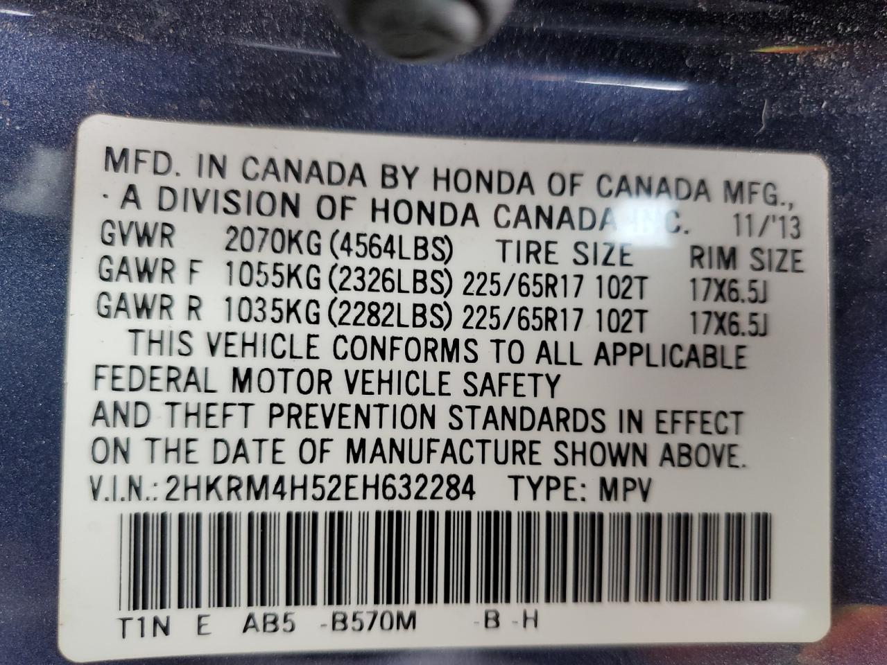 2014 Honda Cr-V Ex VIN: 2HKRM4H52EH632284 Lot: 62660735