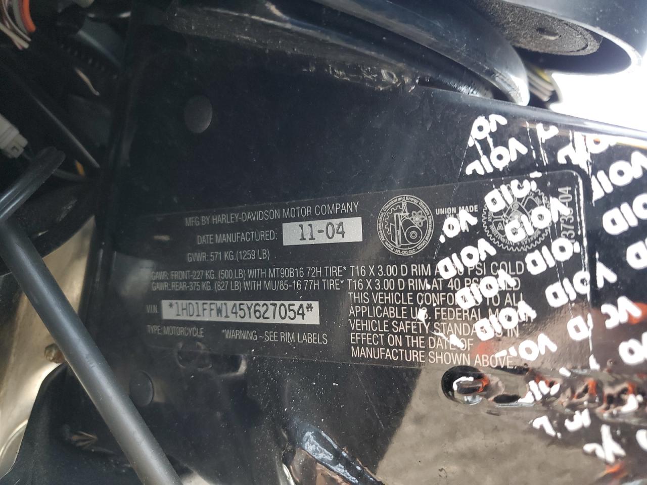 2005 Harley-Davidson Flhtci VIN: 1HD1FFW145Y627054 Lot: 61524785
