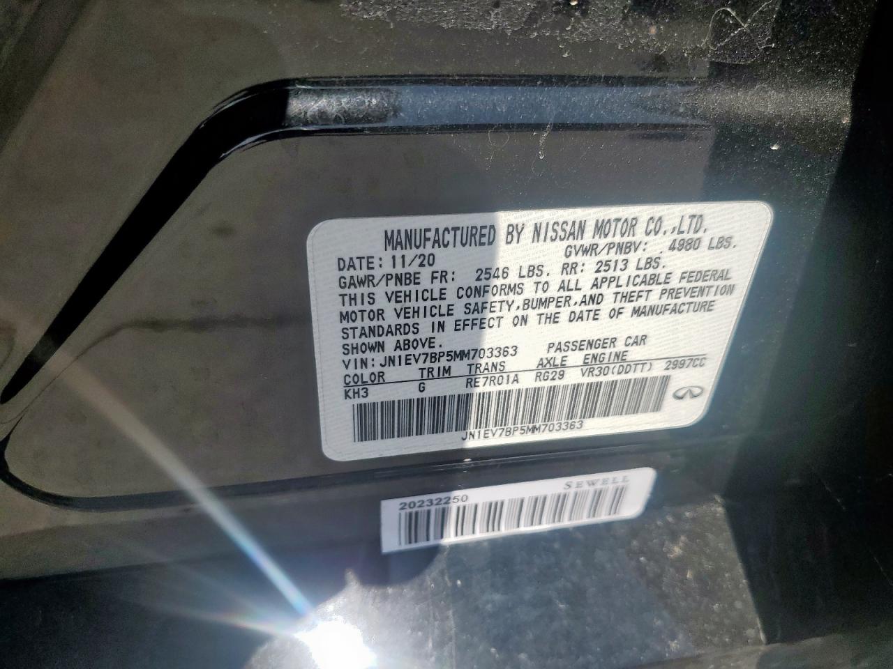 2021 Infiniti Q50 Luxe VIN: JN1EV7BP5MM703363 Lot: 62889345