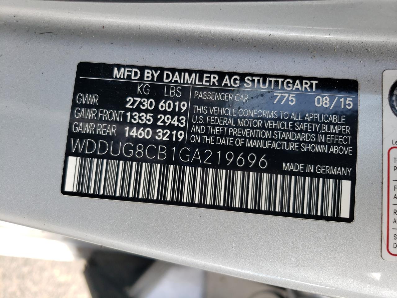 2016 Mercedes-Benz S 550 VIN: WDDUG8CB1GA219696 Lot: 61934225