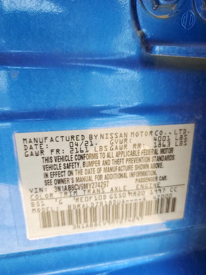 2021 Nissan Sentra Sv VIN: 3N1AB8CV9MY274297 Lot: 61364085