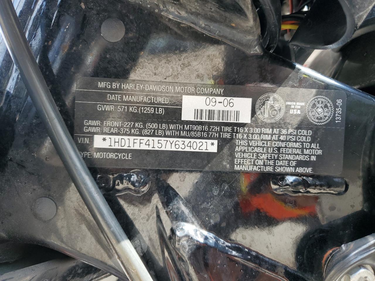 2007 Harley-Davidson Flht Classic VIN: 1HD1FF4157Y634021 Lot: 62537485