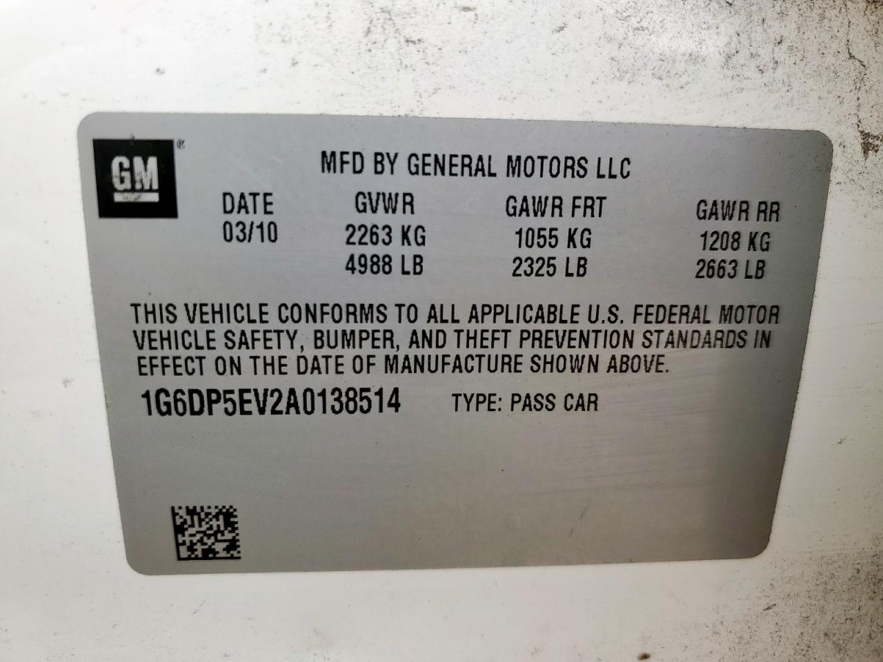 2010 Cadillac Cts Premium Collection VIN: 1G6DP5EV2A0138514 Lot: 60939185