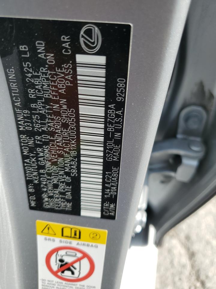 2019 Lexus Es 350 VIN: 58ABZ1B1XKU030505 Lot: 60416815