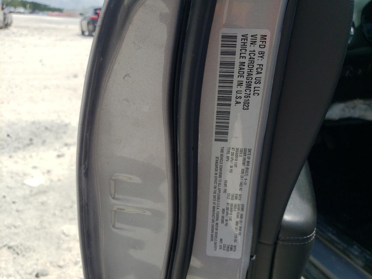 2021 Dodge Durango Sxt VIN: 1C4RDHAG9MC761023 Lot: 60235775