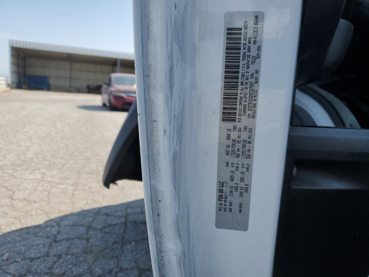 2017 Ram Promaster 2500 2500 High VIN: 3C6TRVDG2HE527247 Lot: 62101985