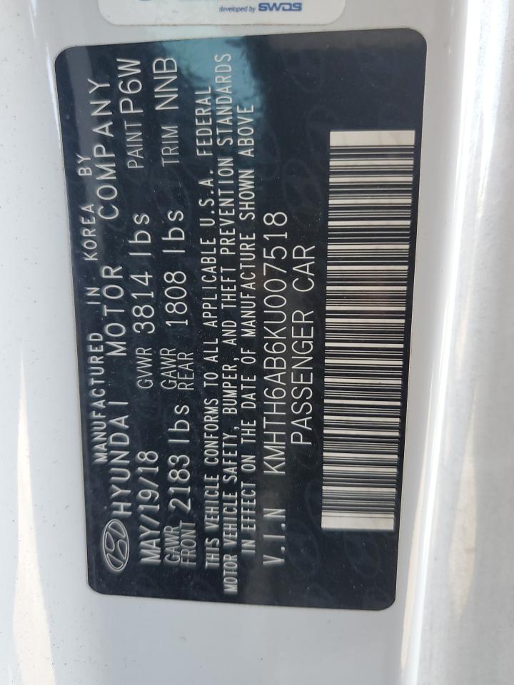 2019 Hyundai Veloster Turbo VIN: KMHTH6AB6KU007518 Lot: 61949815