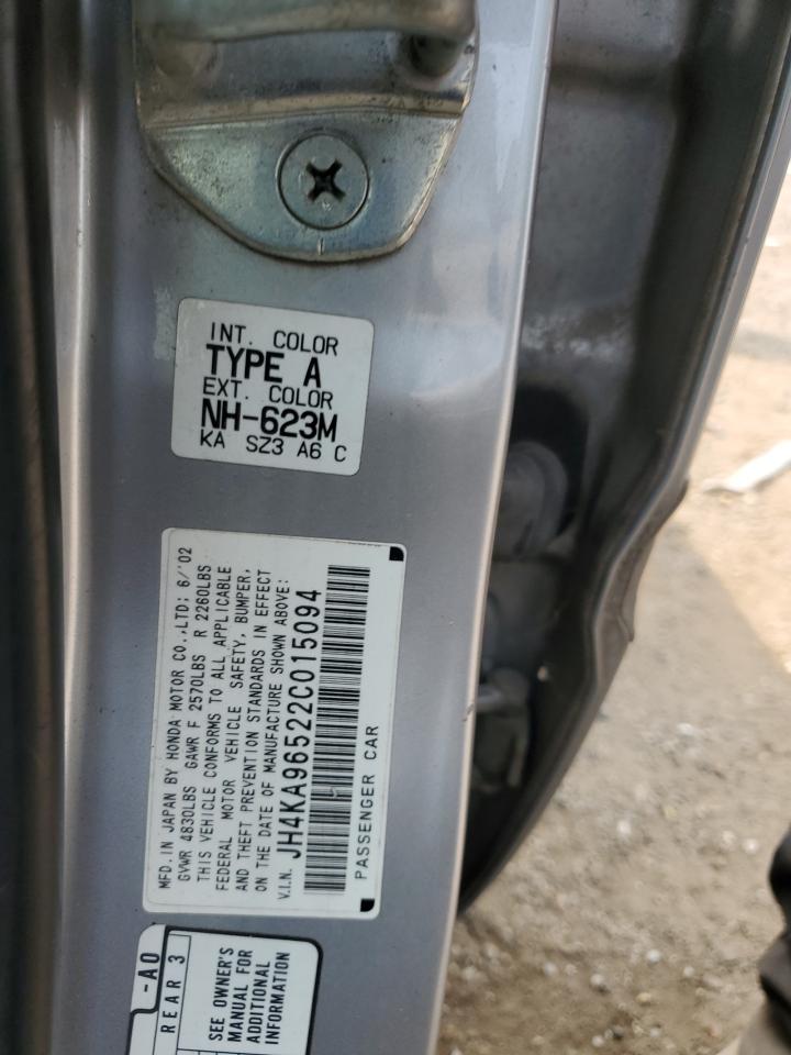 2002 Acura 3.5Rl VIN: JH4KA96522C015094 Lot: 60023265
