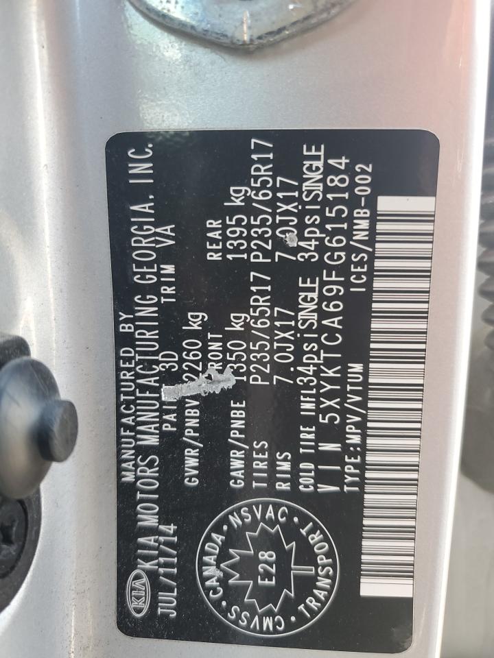 2015 Kia Sorento Lx VIN: 5XYKTCA69FG615184 Lot: 63056645