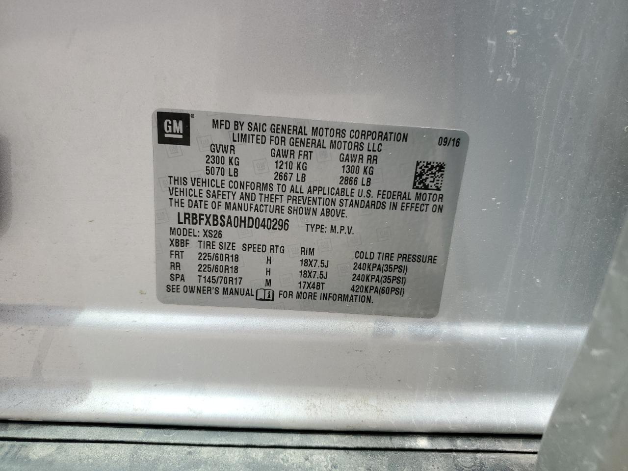 2017 Buick Envision Essence VIN: LRBFXBSA0HD040296 Lot: 62352035