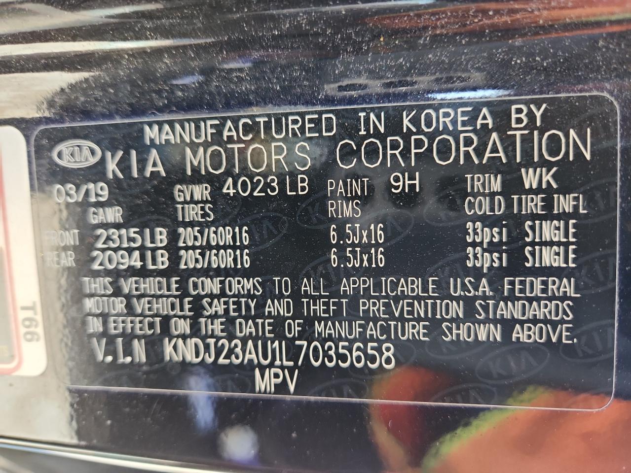 2020 Kia Soul Lx VIN: KNDJ23AU1L7035658 Lot: 61262985
