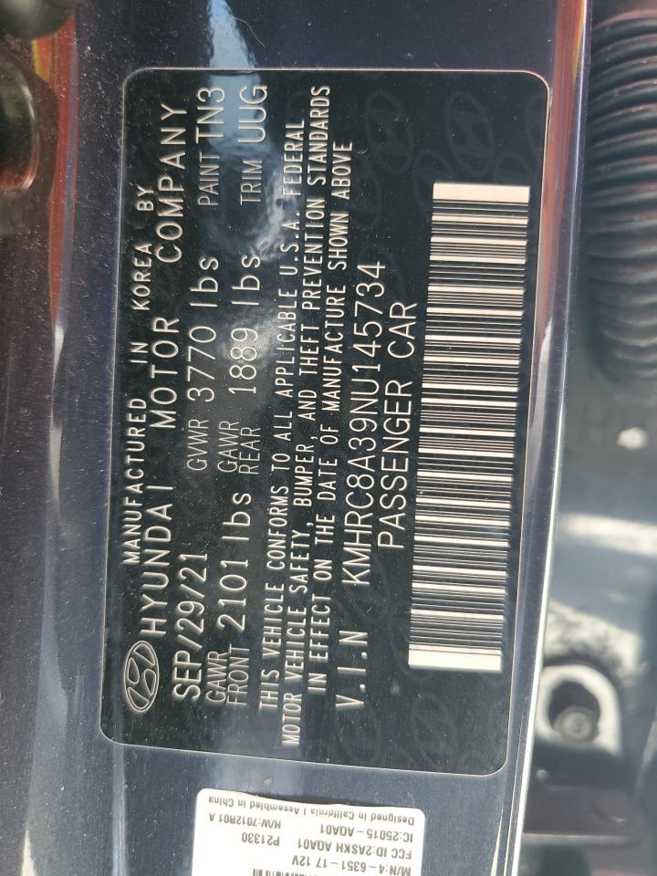 2022 Hyundai Venue Sel VIN: KMHRC8A39NU145734 Lot: 62590665