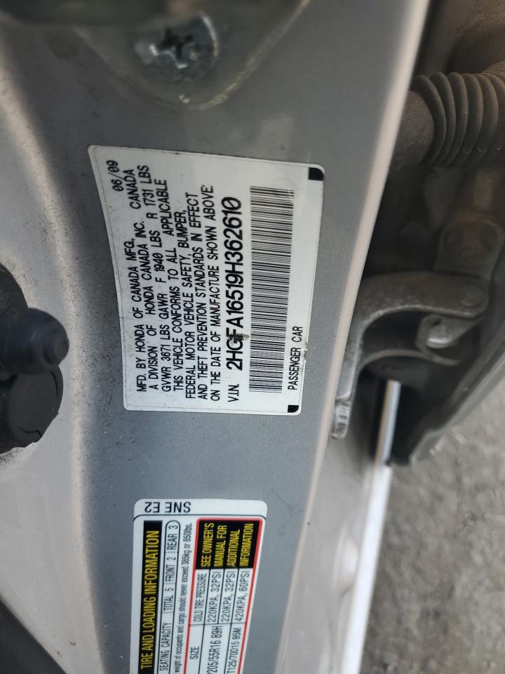 2009 Honda Civic Lx VIN: 2HGFA16519H362610 Lot: 59703135