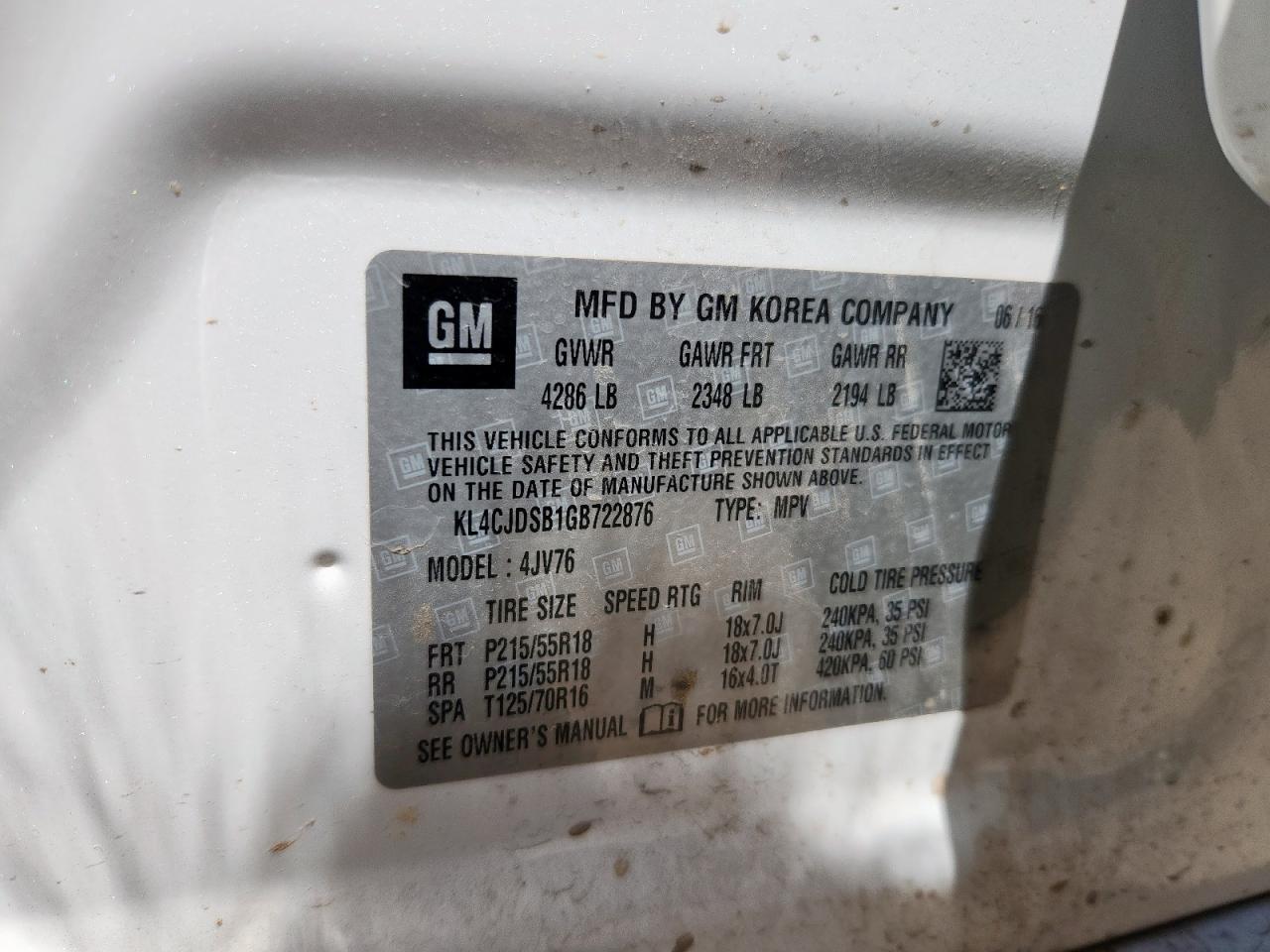 BUICK ENCORE 2016 VIN KL4CJDSB1GB722876 zdjęcie 12