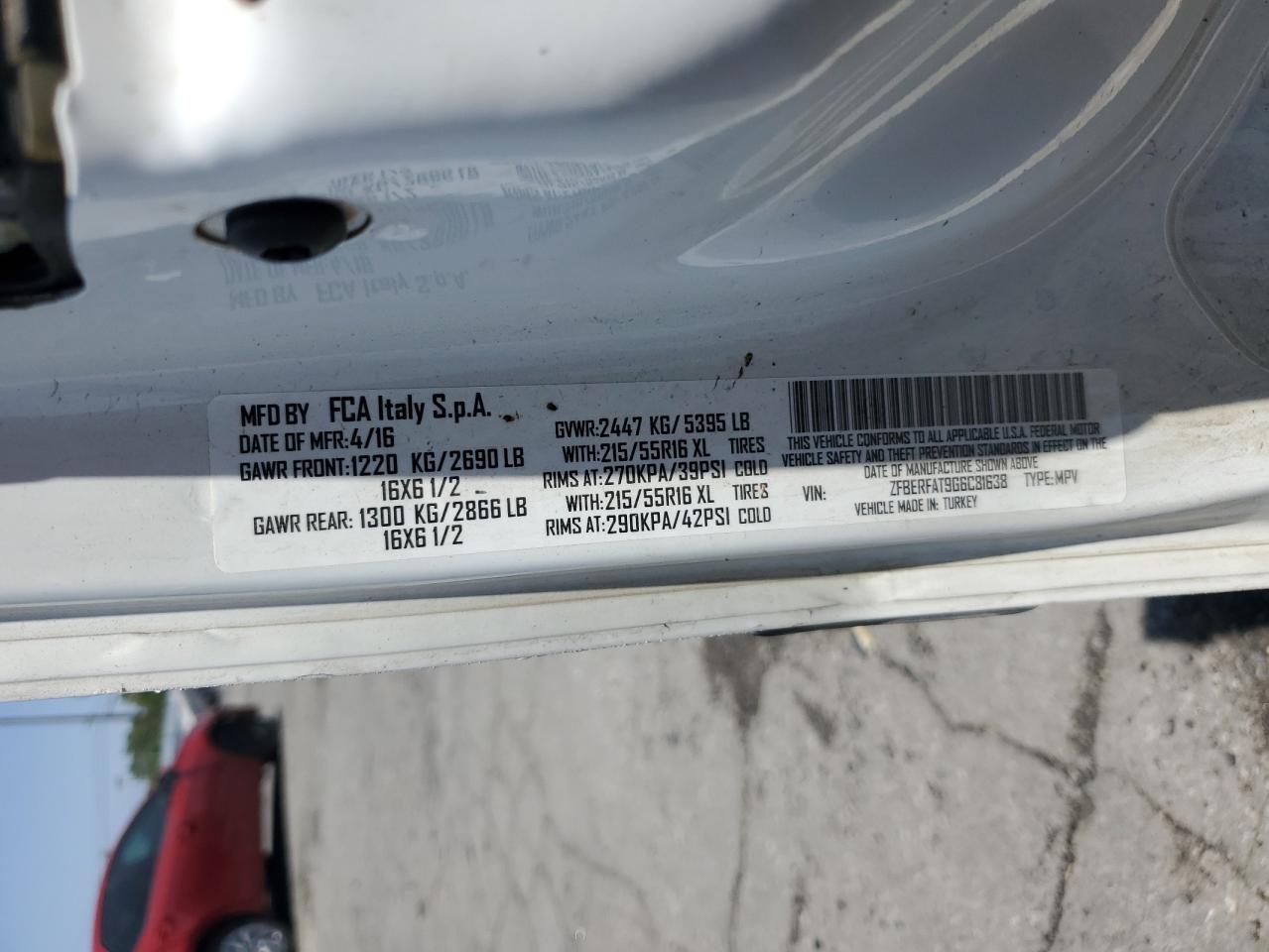 2016 Ram Promaster City VIN: ZFBERFAT9G6C81638 Lot: 60233795