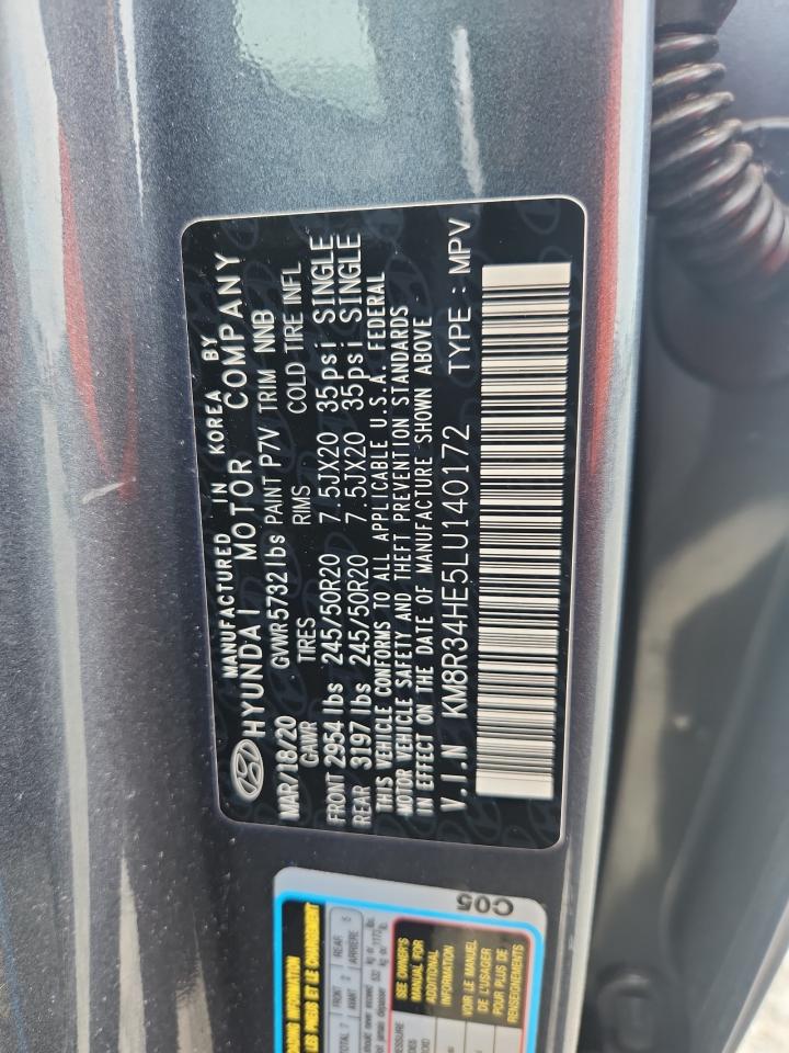 2020 Hyundai Palisade Sel VIN: KM8R34HE5LU140172 Lot: 62544945