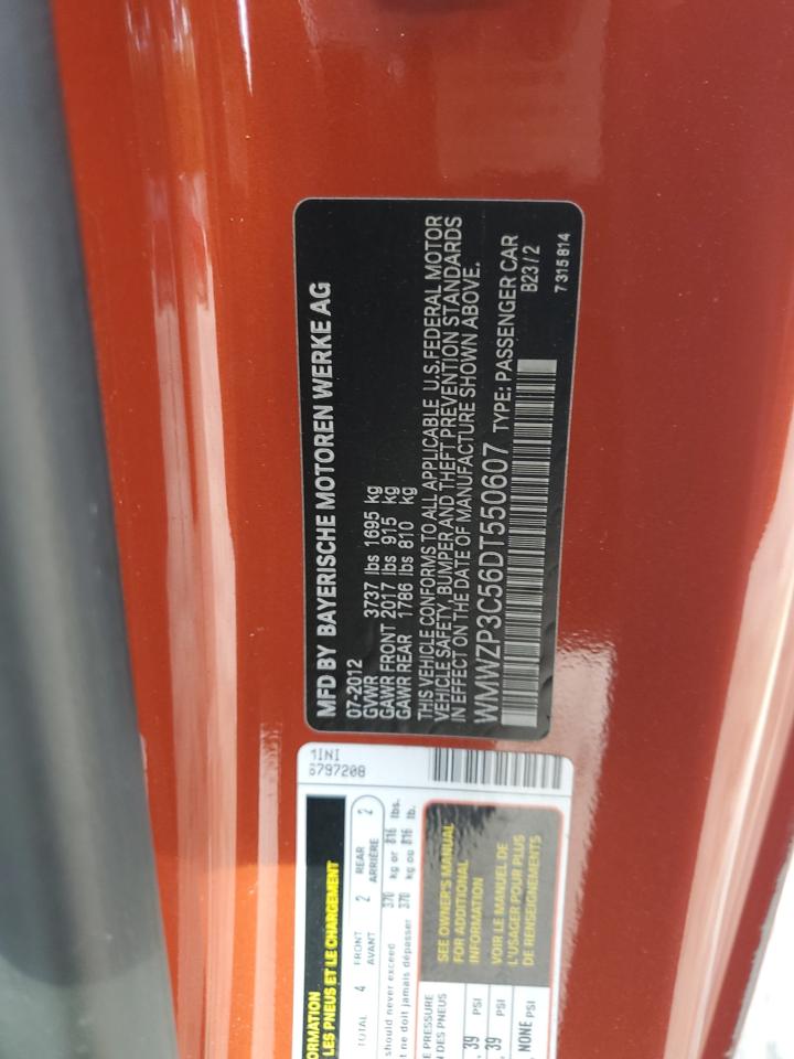 2013 Mini Cooper S VIN: WMWZP3C56DT550607 Lot: 60419135