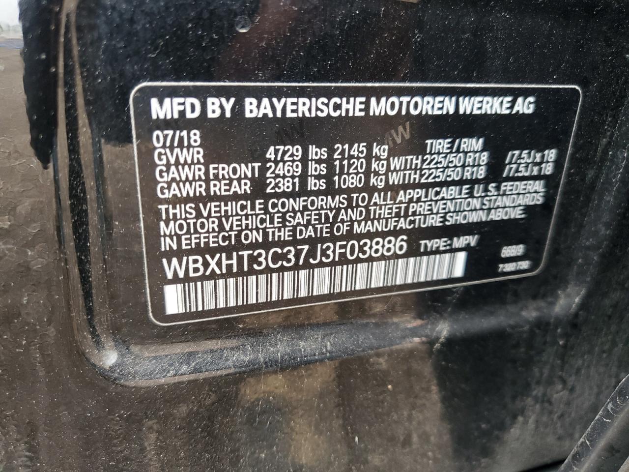 2018 BMW X1 xDrive28I VIN: WBXHT3C37J3F03886 Lot: 61667245